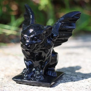 3&quot; Natural Obsidian Gargoyle, Quartz Crystal Carved ,Crystal Heal Reiki,Home decoration,Crystal Sculpture,Mineral,Crystal Gifts