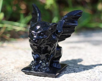 3" Natural Obsidian Gargoyle, Quartz Crystal Carved ,Crystal Heal Reiki,Home decoration,Crystal Sculpture,Mineral,Crystal Gifts