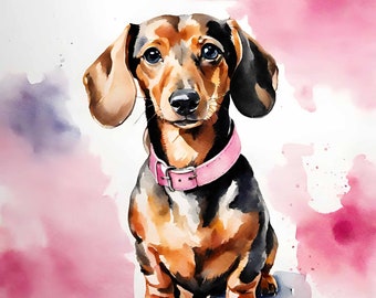 Dachshund Watercolour Print, Dachshund Gifts, Printable Wall Art, Dog Lovers, Dachshund Easter, Easter Gift, Dachshund Wall Art