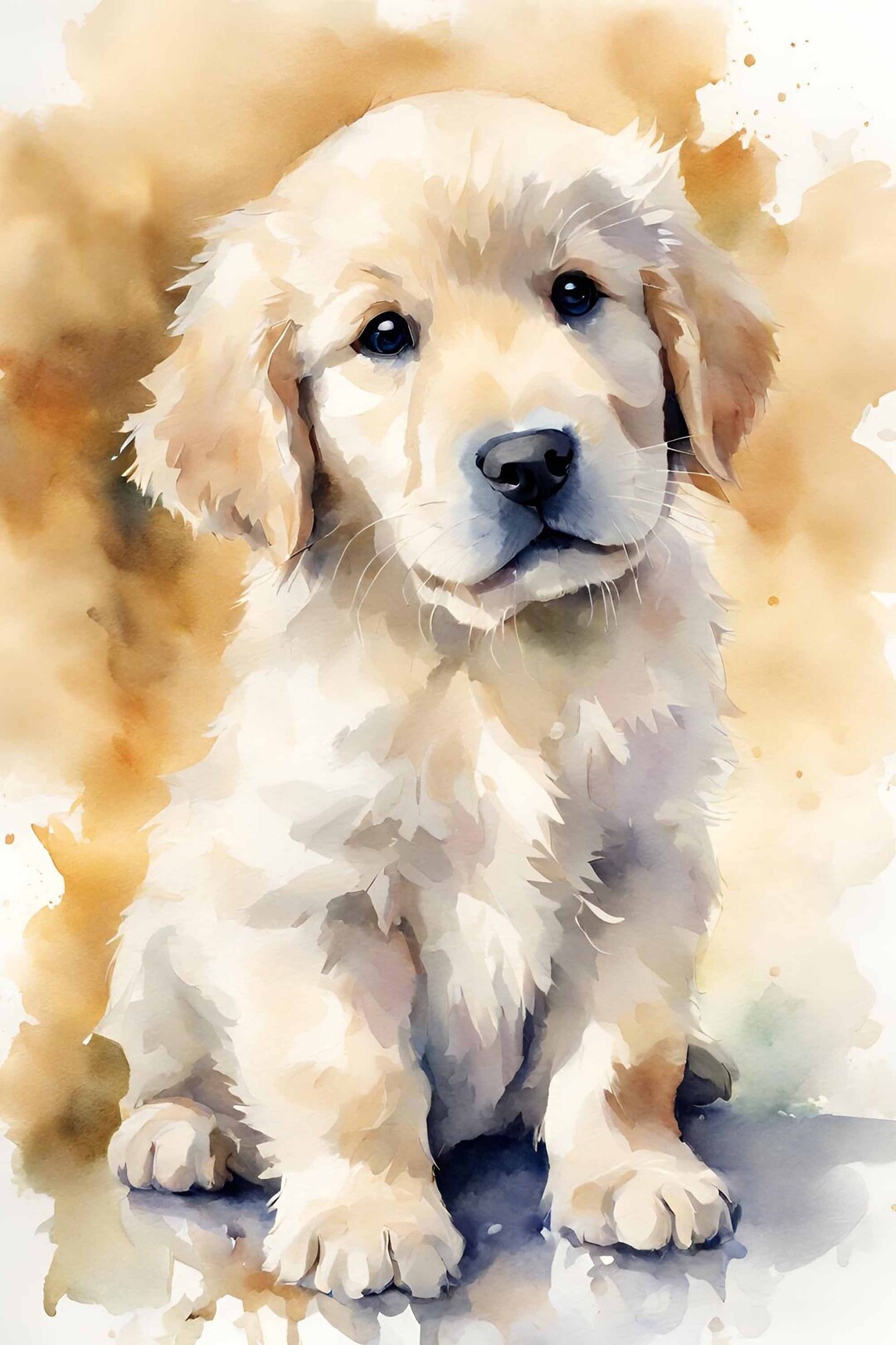 Golden Retriever Puppy Watercolour Print, Golden Retriever, Golden ...