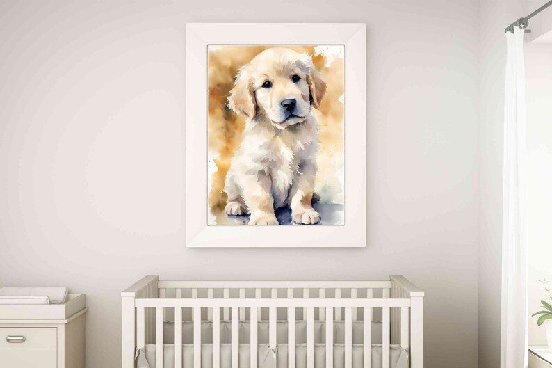 Golden Retriever Puppy Watercolour Print, Golden Retriever, Golden ...