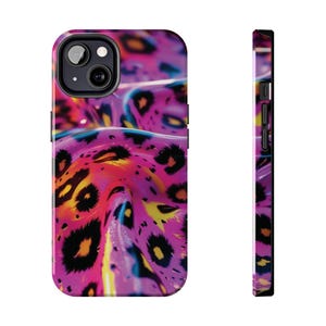 Neon Pink Leopard iPhone Case, Pink Leopard Phone Case, Neon Colors Tough Phone Cases