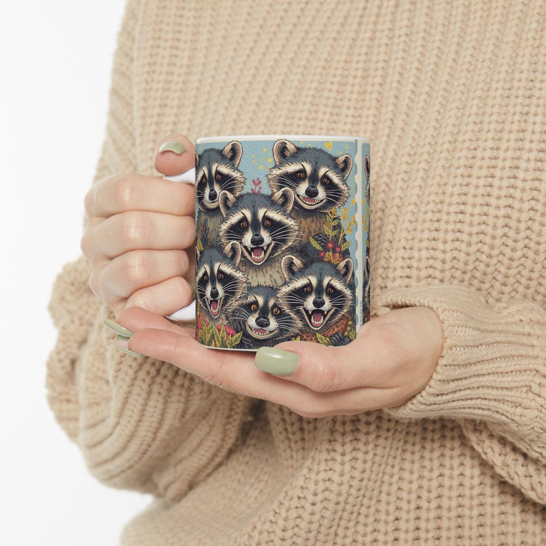 Funny Raccoon Mug, Raccoon Lover Coffee Mug, Smiling Racoons Mug ...