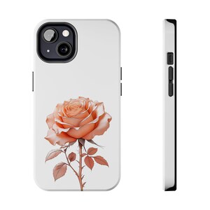 Peach Rose iPhone Case, Minimalist Rose Phone Case, Rose Design Tough Phone Cases