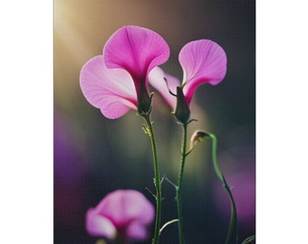 Sweet Pea Flowers Matte Canvas, Stretched, 0.75"