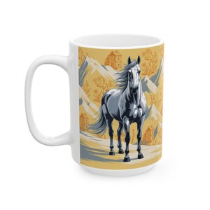 Horse Lover Coffee Mug, Vintage Horse Mug,  Ceramic Mug, (11oz, 15oz)