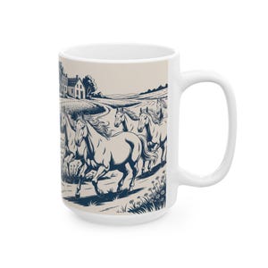 Vintage Horses Coffee Mug, Gift For Horse Lover, Ceramic Mug, (11oz, 15oz)