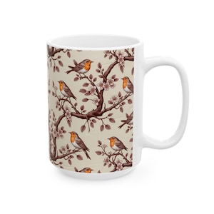 Vintage Birds Coffee Mug, Bird Lover Coffee Mug, Ceramic Mug, (11oz, 15oz)
