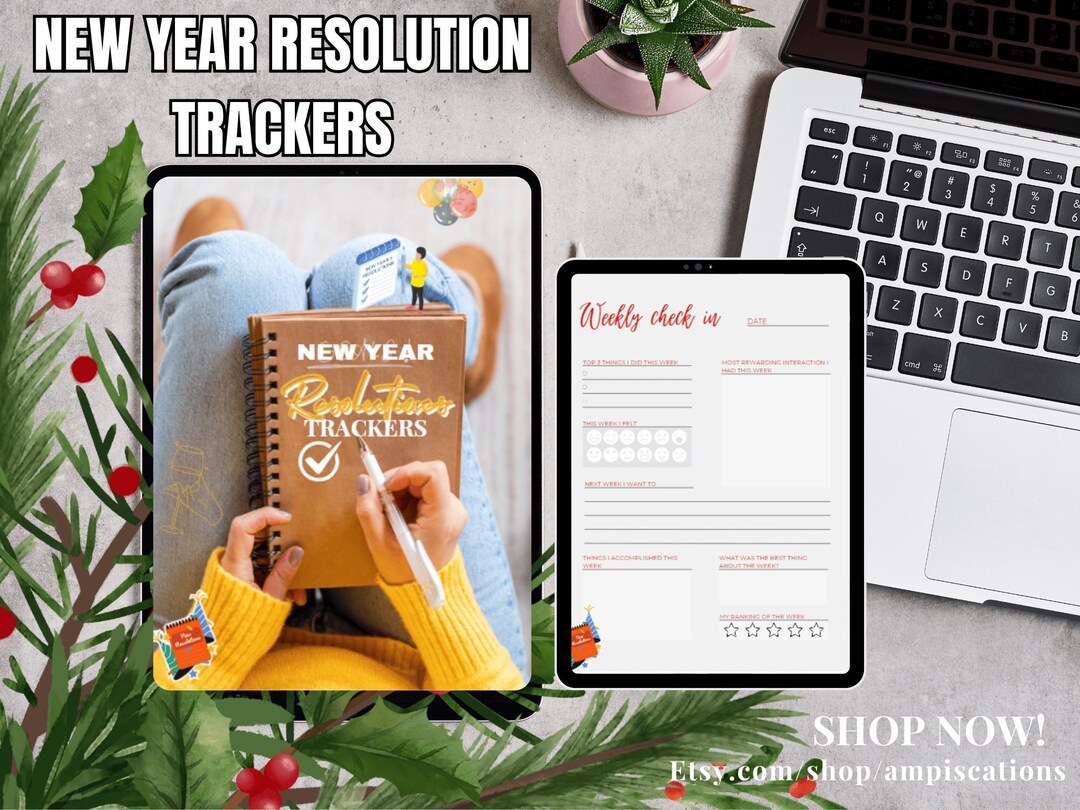 New Year Resolution Tracker Daily Habit Tracker Self-care Journal ...