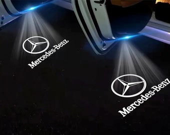 2X projecteurs de lumière de porte de voiture LED Logo flaque d'eau Kit Nanoglass de courtoisie pour Mercedes Benz classe --- Kit Ultra lumineux cette image ne se décolore jamais !!