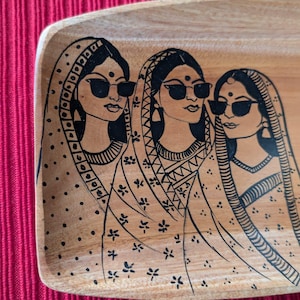 Hand Painted Wooden Serving Tray, Eco friendly Home Decor, Decorative Tray, Wooden Center piece, Ottoman coffee table tray, Gift for mom