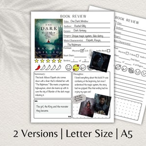 Modello di recensione del libro, diario, registro di lettura, book tracker, modello Goodnotes, PDF stampabile, diario di lettura digitale, Goodnotes, notabilità