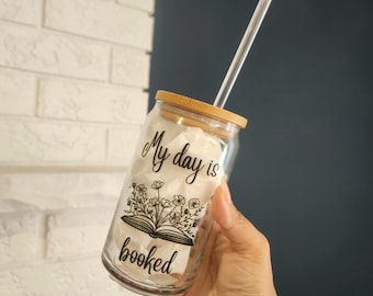 Bookish Glass Tumbler: 16oz Libby Cup, Book Lover Gift