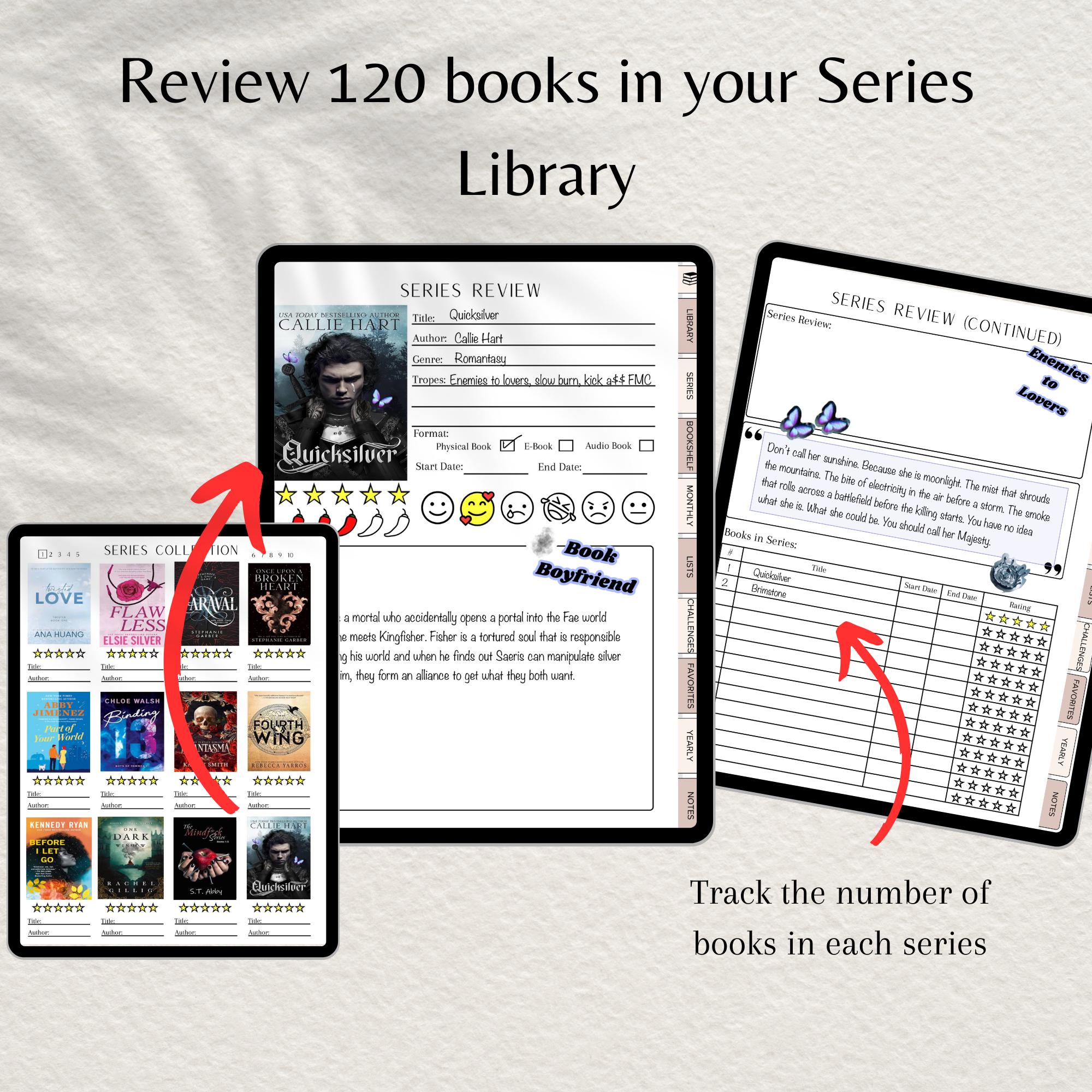 Digital Reading Journal, Book Tracker, Log, Bookshelf, Book Review ...