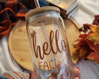 Bookish Glass Tumbler: Autumn Sipper, Book Lover Gift (16oz)