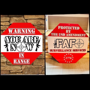 FAFO Metal Sign: 2nd Amendment, Surveillance Services (12x12x.025)