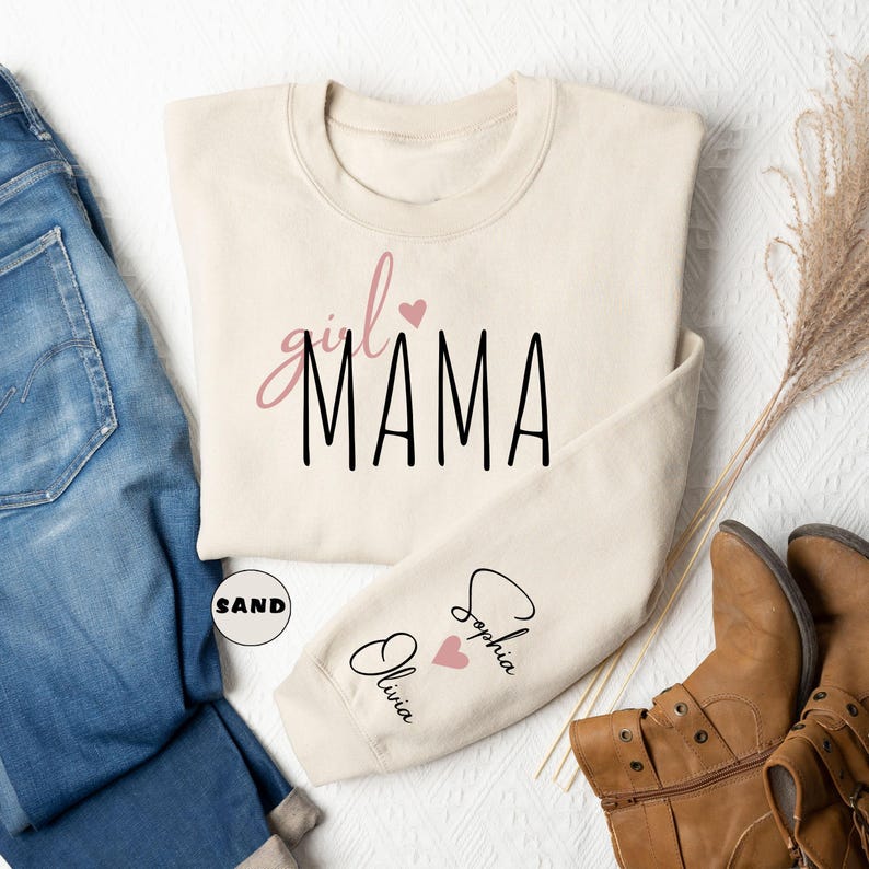 Gepersonaliseerde mama-sweatshirt: custom mom of Girls-kleding afbeelding 4