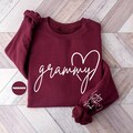 Personalized Grammy Sweatshirt, Custom Grandma Hoodie, Cute Granny Outfit With Grandkids Names On Sleeve, Grandma Clothing, Birthday Gifts