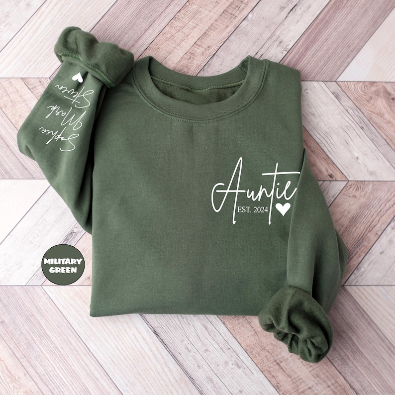 Sudadera personalizada para tía: nombres personalizados para sobrinos y sobrinas, revelación de embarazo imagen 2