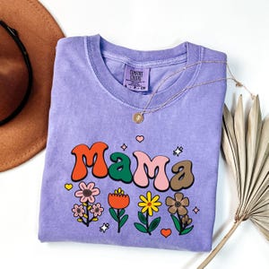 Comfort Colors Mama Shirt: Floral Momma Tee, Pregnancy Gift image 3