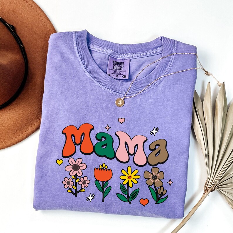 Comfort Colors Mama Shirt: Floral Momma Tee, Pregnancy Gift image 3