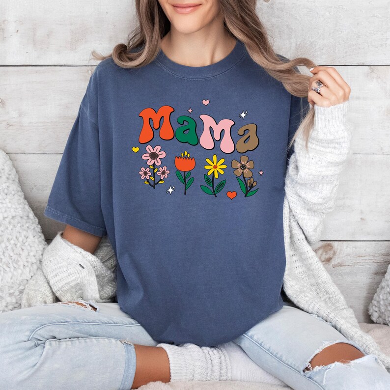 Comfort Colors Mama Shirt: Floral Momma Tee, Pregnancy Gift image 5