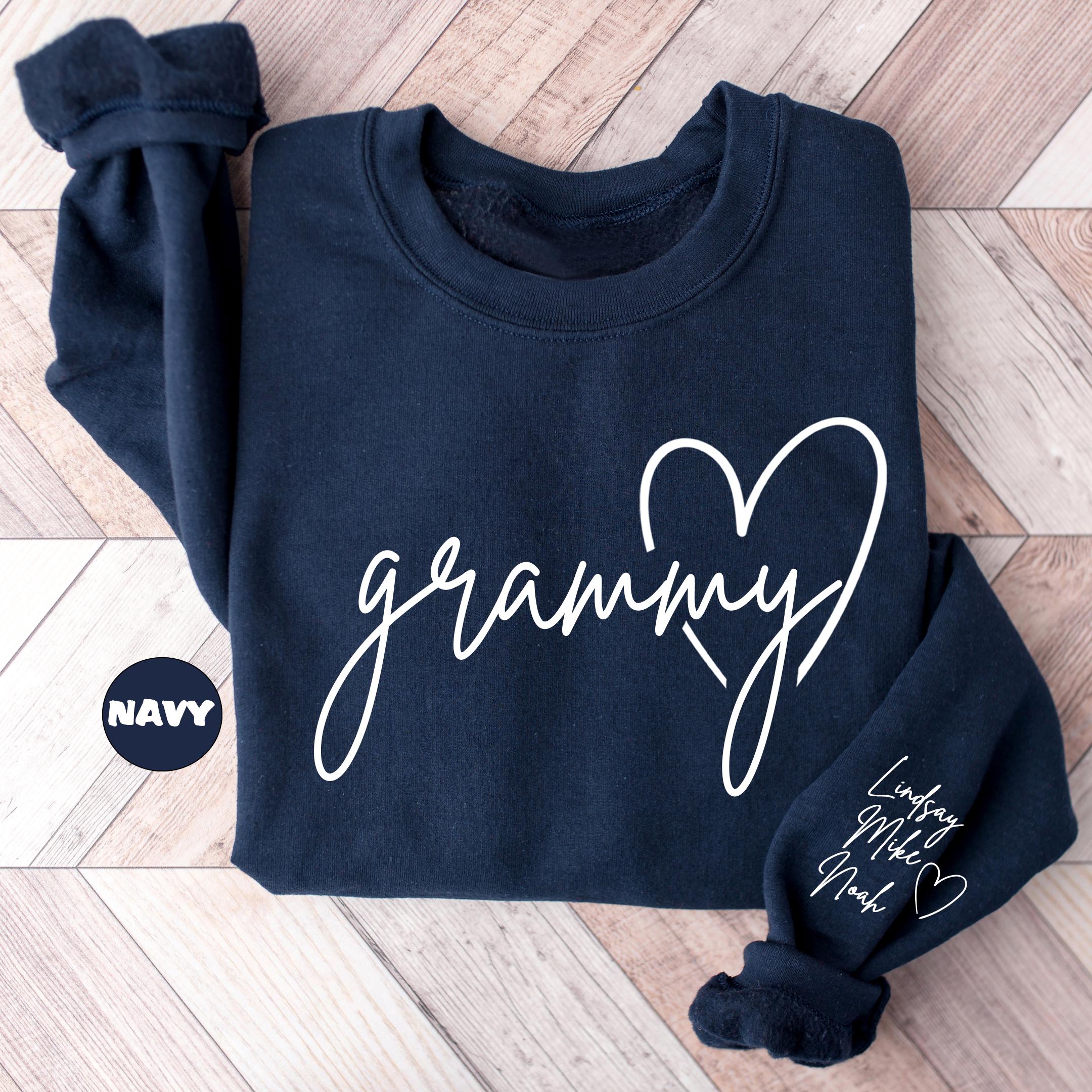 Personalized Grammy Sweatshirt, Custom Grandma Hoodie, Cute Granny Outfit With Grandkids Names On Sleeve, Grandma Clothing, Birthday Gifts