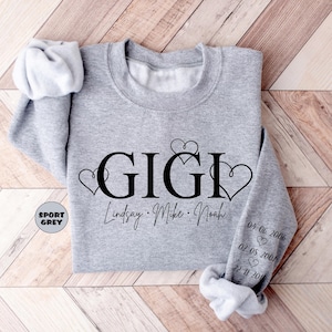 Personalized Gigi Sweatshirt: Grandkid Names & Birthdates Grandma Gift