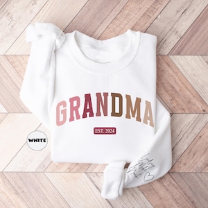 Personalized Grandma Sweatshirt: Grandkids Names on Sleeve, Custom Granny Gift