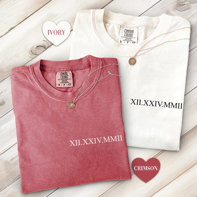 Comfort Colors Roman Numeral Shirt: Personalized Wedding Date Tee 画像 2