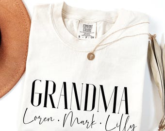 Comfort Colors Custom Grandma Shirt: Personalized Grandkids Names Tee