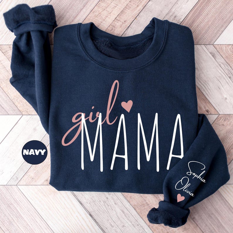 Gepersonaliseerde mama-sweatshirt: custom mom of Girls-kleding afbeelding 2