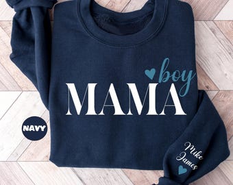 Gepersonaliseerde Boy Mama-sweater: aangepaste outfit nieuwe moeder