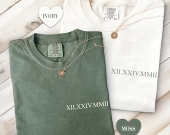 Comfort Colors römische Zahl Shirt : personalisiertes Hochzeitsdatum T-Shirt