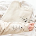 Custom Auntie Sweatshirt: Personalized Nieces Nephews Names, Pregnancy Reveal