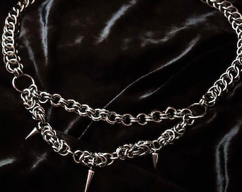 WEEP | chainmaille spike necklace | stainless steel | chainmail jewelry