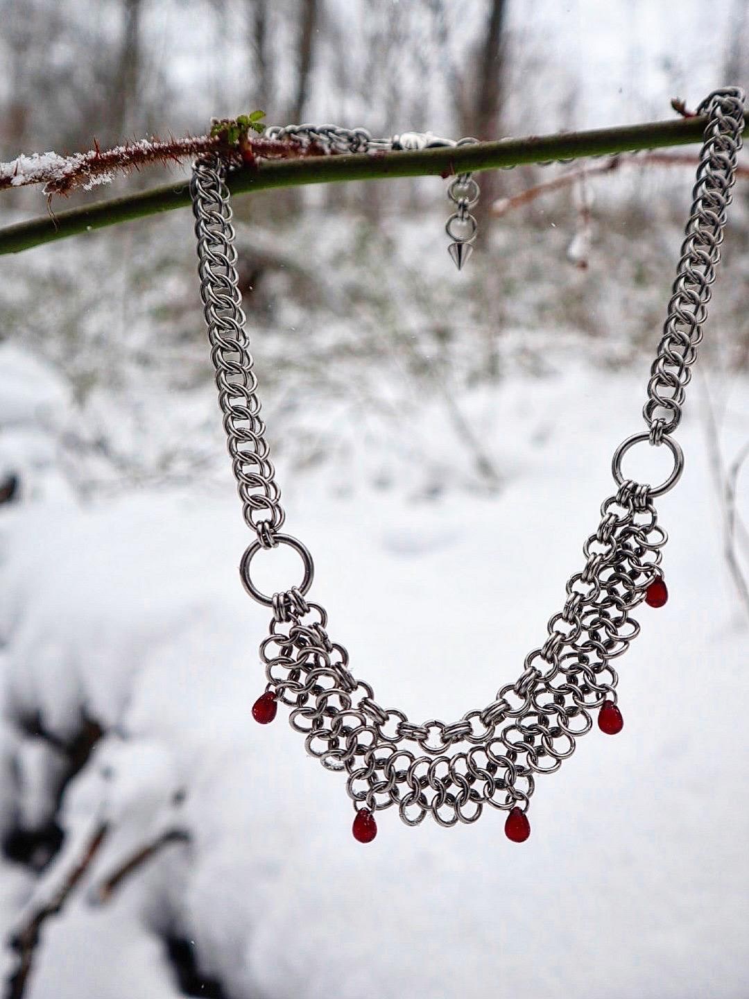 SANGUINE | Chainmaille Blood Drip Necklace | Stainless Steel ...