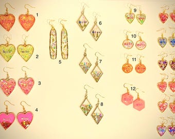 Mife and Miso Earrings for Support of Reproductive Rights. Handmade. Multiple styles & colors! NEW options added!