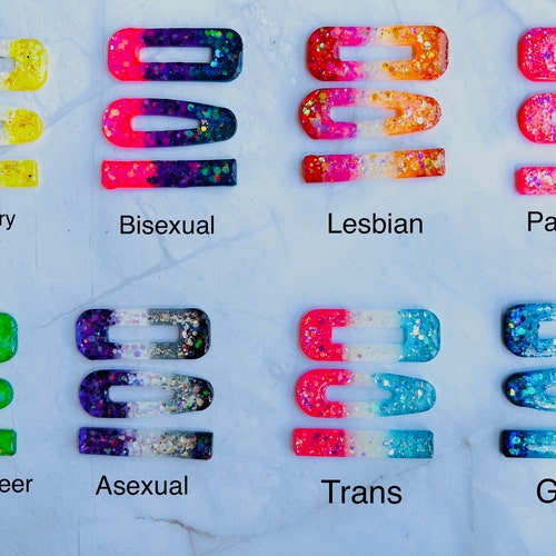 Nachtleuchtende Pride Haarspangen, handgemacht; Glitzer-Haarspangen;
