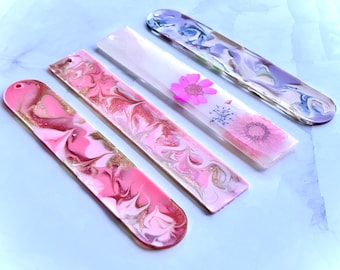 Custom Bookmarks; Marble bookmarks; Flower bookmark; Handmade bookmark;