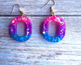 Glow in the dark Pride earrings; bisexual flag; bisexual pride;