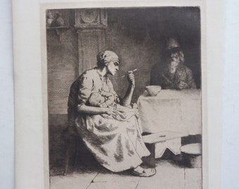 Original WIlliam Strang etching 1884