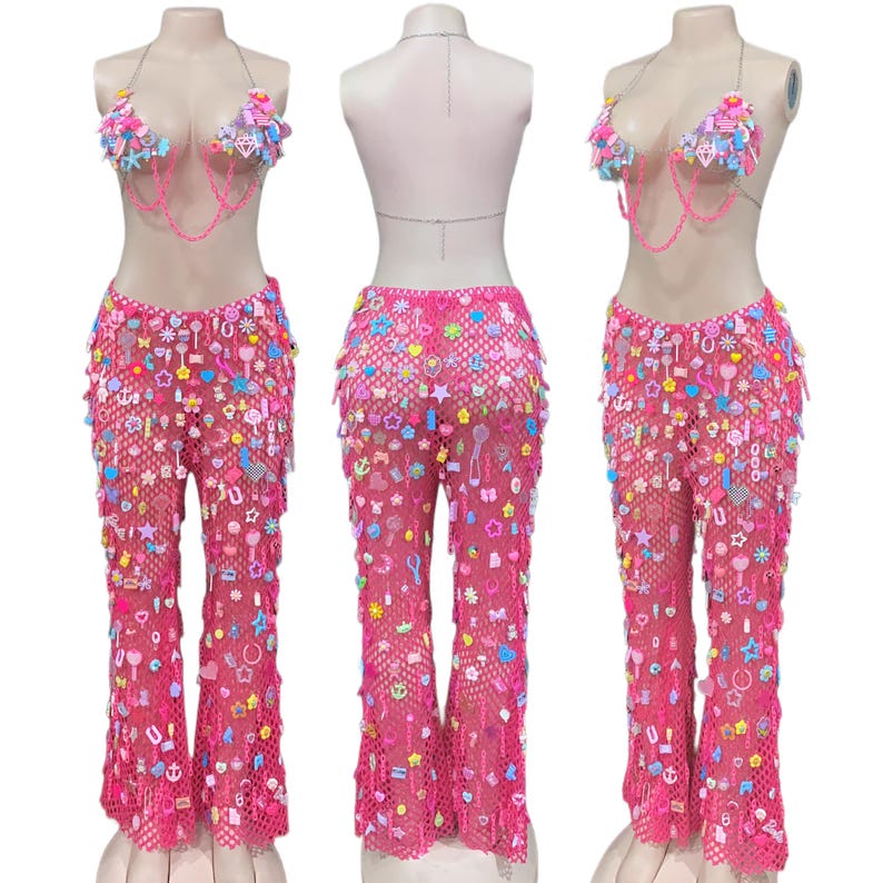 Rave Outfits Colorful Charm Bra Custom Made Handmade Bikini Festival ...