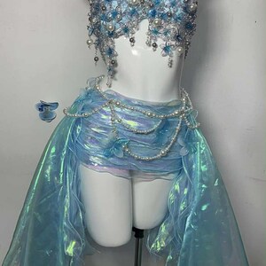 Sun Bloom Fairy Costume Bra & Skirt Set Handmade Rave Outfit Festival Clothing Ethereal Costume, Floral Bra for Festival or Photoshoot