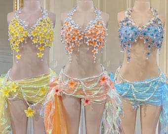 Sun Bloom Fairy Costume Set: Handmade Floral Rave Outfit