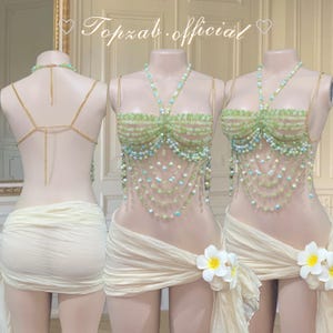 Rave outfits , custom body chain bra , handmade bikini , festival outfits , Glass beads bra , crystal bra