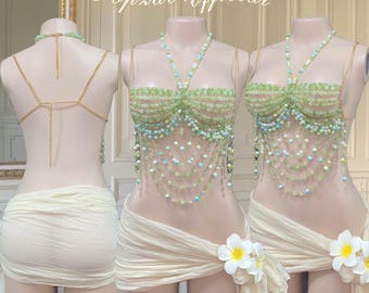 Handmade Crystal Beaded Bra: Rave Festival Body Chain