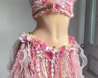 One of a Kind Fairy Flower Set in the forest – Handmade Festival Costume