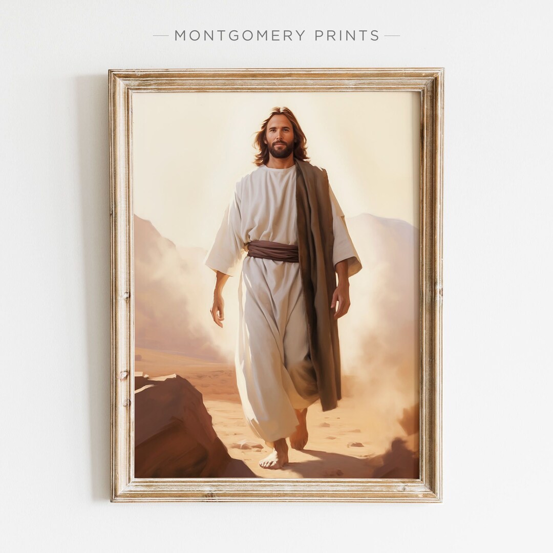 Printable Jesus Christ Walking to Us Wall Art, Christian Faith Oil ...
