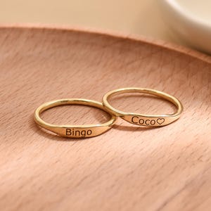 Dainty Custom Engraved Name Ring,Stacking Name Ring, Mother’s Day Gift, Minimalist Engraved Band, Birthday Gift for Her,Ring for women